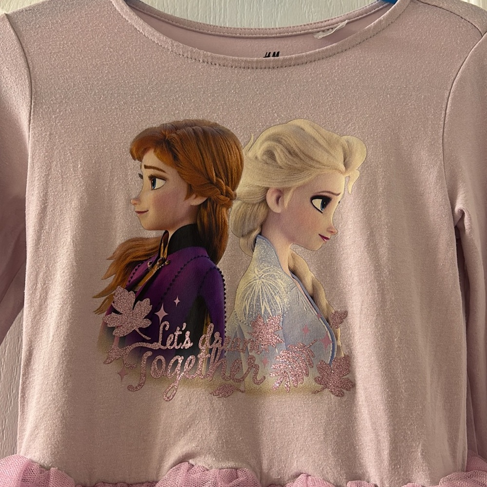 Girls “Disney Frozen” long sleeve shirt tulle dress size 6-8yrs - Picture 2 of 7
